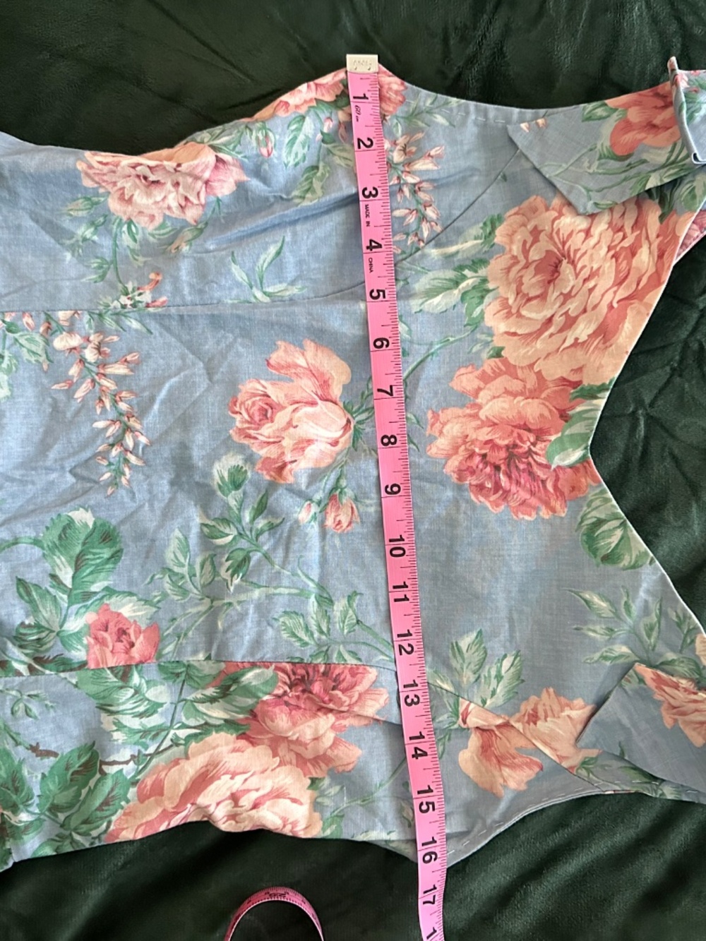 Vintage fit and flare blue floral print dress with basque waist - Picture 6 of 6